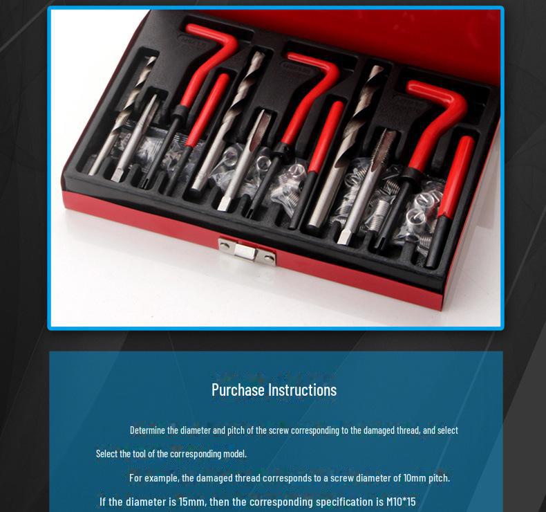 131-teiliges Gewindereparaturset für Autos zum Schraubenschneiden und zur Reparatur von Hardware.