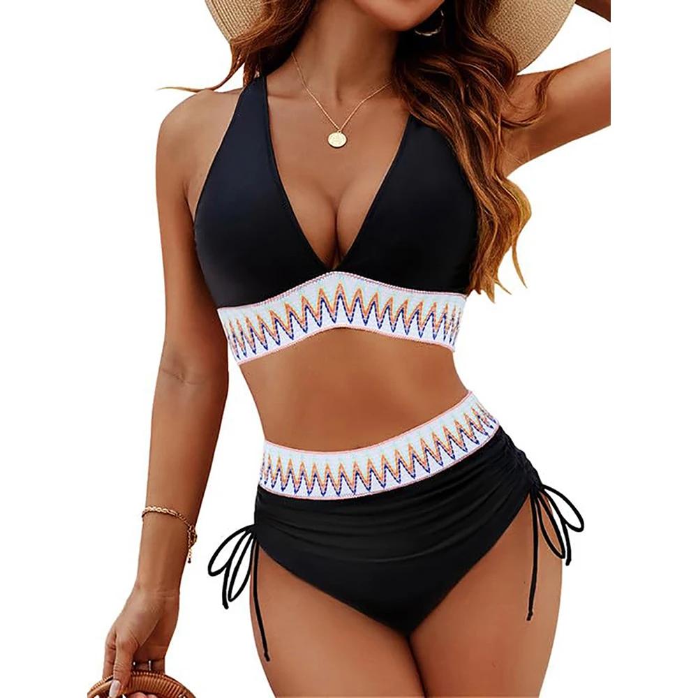 Sexy Deep V One Piece Women Swimsuit Woman 2025 Swimwear Female Bathing Suit Swimming for Monokini Beach Wear Block Drawstring