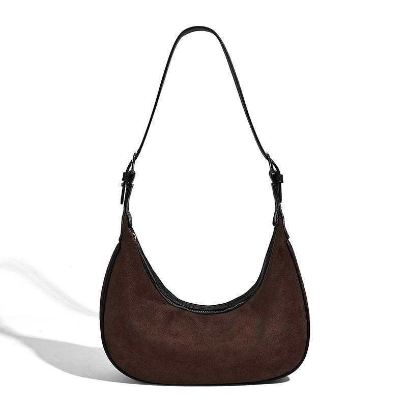 2025 New European and American Retro Tote Bag Niche Design Matte Feel Single Shoulder Crossbody Bag Underarm Crescent Bag