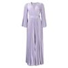 Women Sexy V Neck High Waist Pleated Solid Large Swing Long Dress