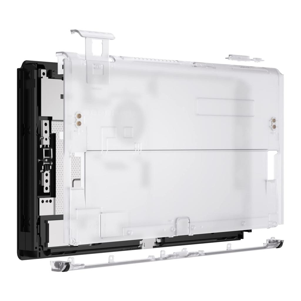 eXtremeRate Switch Compatible with OLED Soft Touch Console Back Plate DIY Replacement Housing Shell Clear Material Switch Shell Switch Stand Not