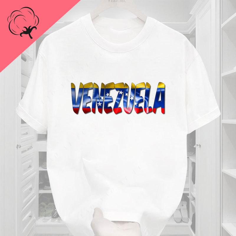 Venezuela Flag T Shirt Unisex Short Sleeve Crew Neck Tops Camisa Graphic T Shirts Cotton Casual Clothing Camisetas Ahegao