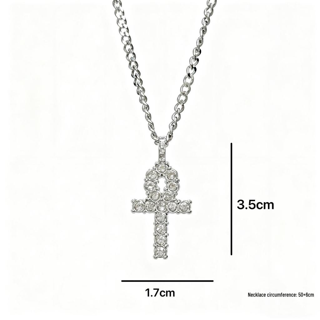 European-American Hip-hop Inlaid Diamond Cross Titanium Steel Necklace: High-end Unisex Sweater Chain