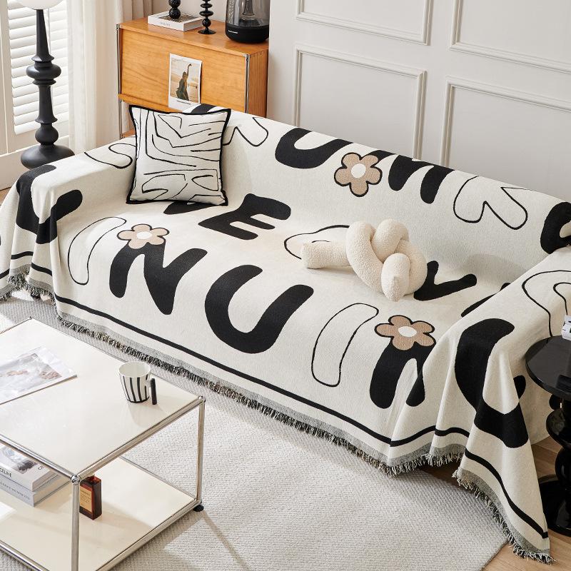 Verdicktes Chenille-Sofahandtuch mit Musiknoten, rutschfest, All-Inclusive-Sofabezug gegen Kratzer, Sofabezug im nordischen Stil, Stoffkissen