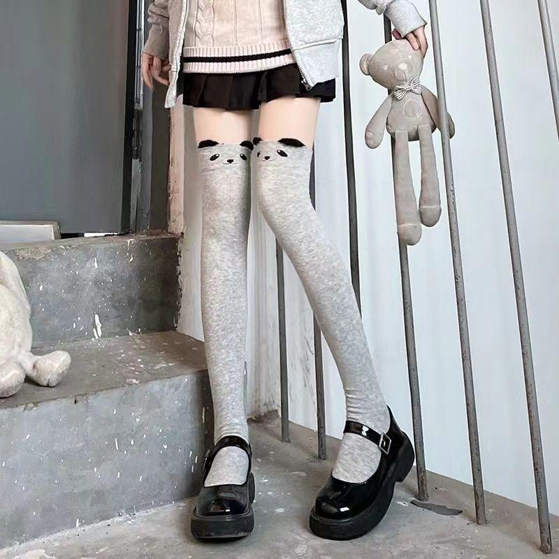 

Осенне-зимние гетры Лолита Каваий до бедра Толстые носки Женские Мультяшные Черные Вязаные Теплые Гольфы выше колена для женщин One Size