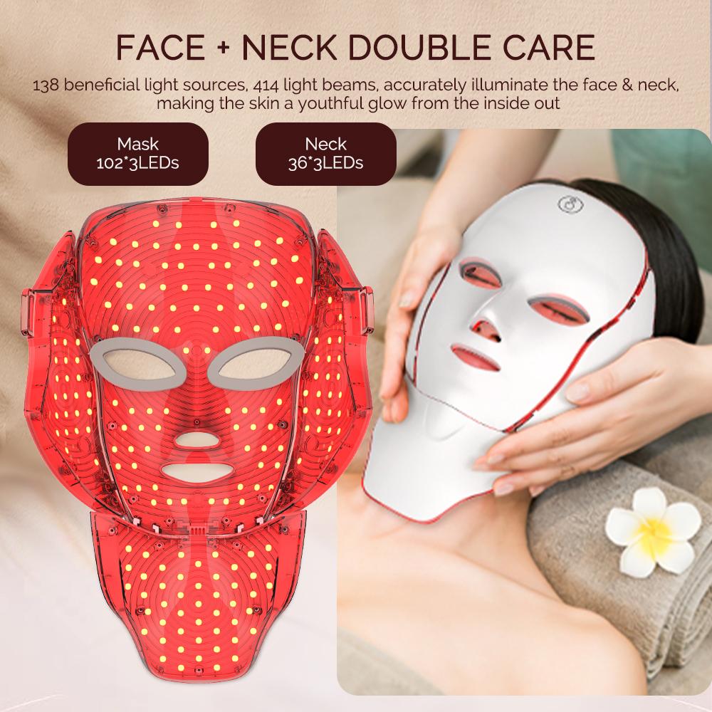 Face Neck Beauty Mask 7 Colors Light LED Mask Photon Red Light Facial Skin Care Repair Skin Anti Aging Wrinkle Skin Tightening