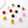 Color Round Ball Ear Buckle Simple Contrasting Earrings Women's Jewelry