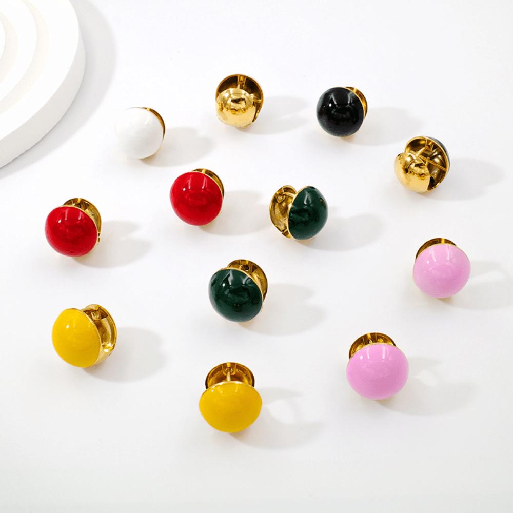 Color Round Ball Ear Buckle Simple Contrasting Earrings Women's Jewelry