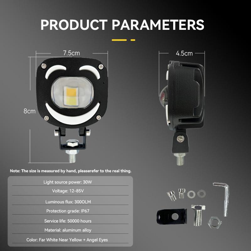 Motorcycle Headlight Auxiliary LED Fog Light Explorers Offroad Angel Eyes LED Light Driving Spotlights
