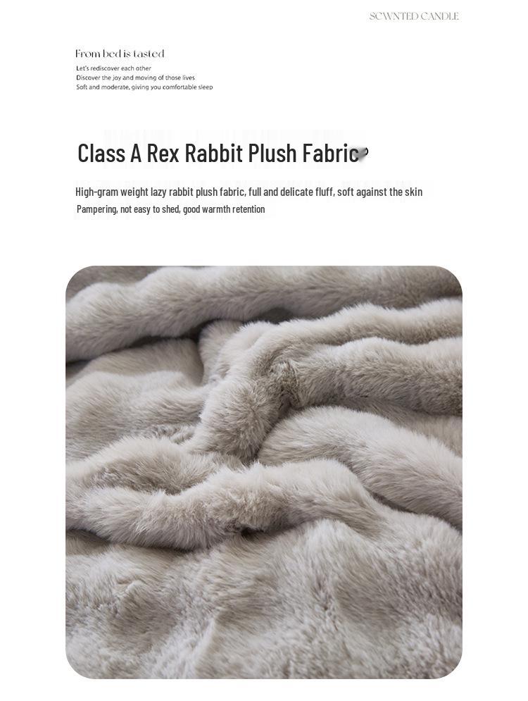 Winter Plush Bunny Fur Bedding Set: Double-Sided Milk Velvet and Coral Fleece Duvet Cover with Skirt