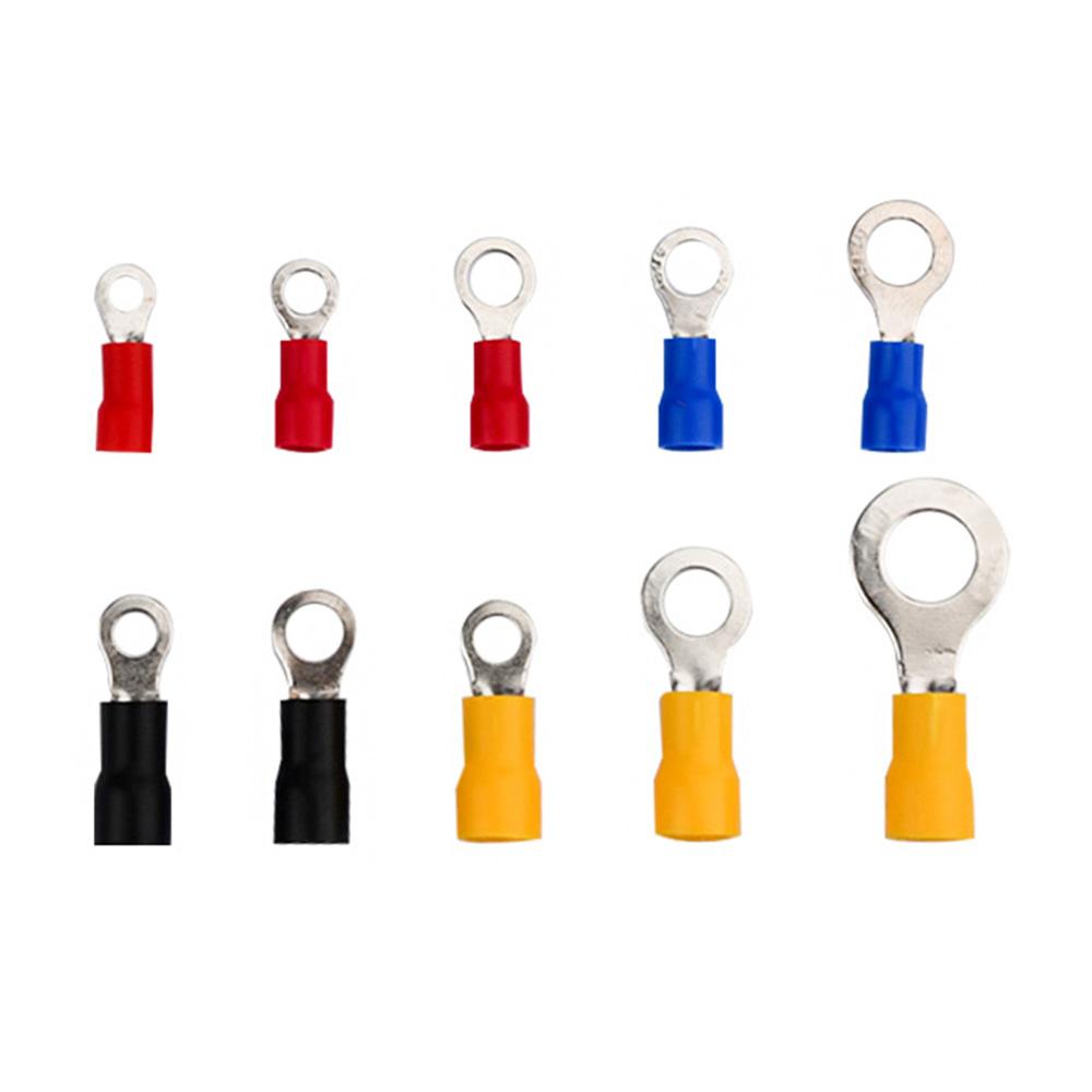 10 Sizes RV1.25/2/3.5/5.5 Ring Terminal Insulated Connector Circle-Shaped Wire Copper Cold Press Block Lug 102PCS AWG10-22