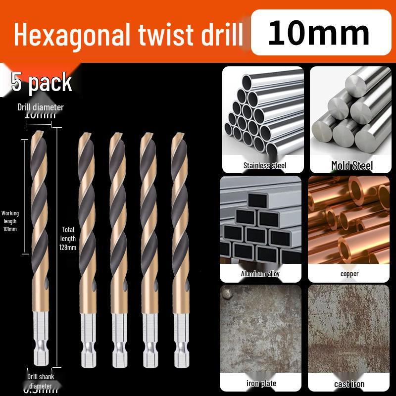 High Hardness Alloy Cobalt Hex Shank Twist Drill Set for Stainless Steel
