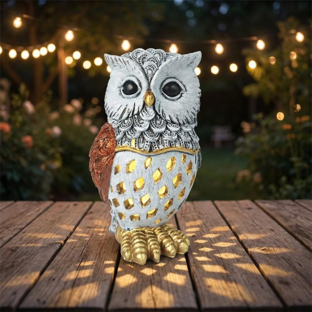 Automatic Light Sensor Owl Resin Light Solar Powered Garden Decoration Lights  Courtyard