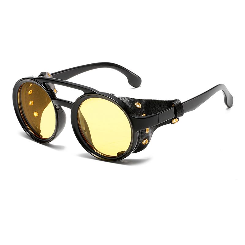 

KAMMPT Round Punk Sunglasses Men 2024 New Fashion Vintage Multi-color Outdoor Cycling Goggle Ins Trendy Stylish Anti-UV Shades as picture shows