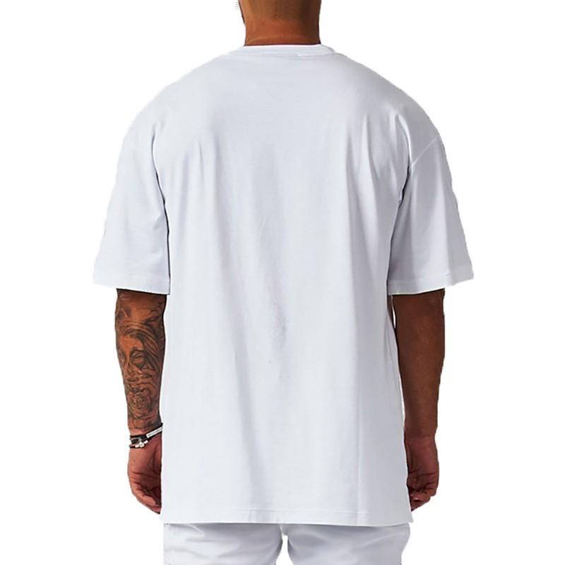 Mens Heavyweight Cotton Gym T-Shirt Loose Fit Round Neck Short Sleeve Fitness Workout