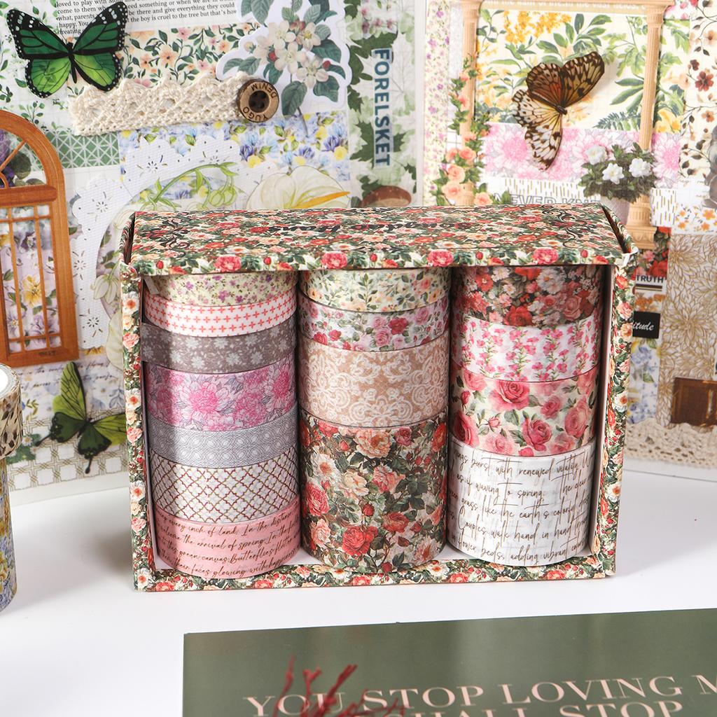 15 Rolls/box Plant Floral Washi Tape Set for DIY Decoration Notebooks Stationery