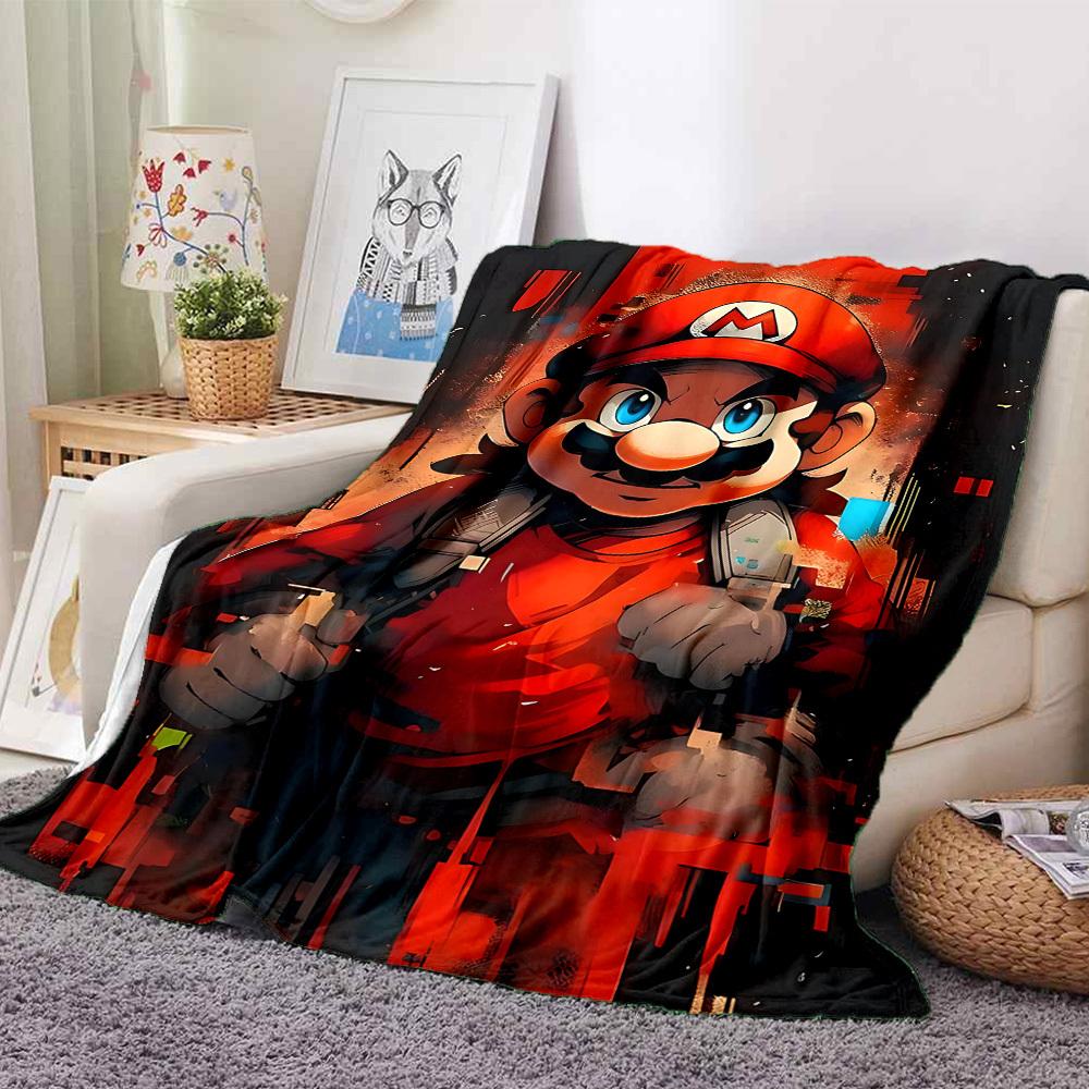 1pc Mario Adventure Gaming Cozy Print Blanket Lightweight Warm Flannel Throw Blanket For Sofa, Bed, Living Room