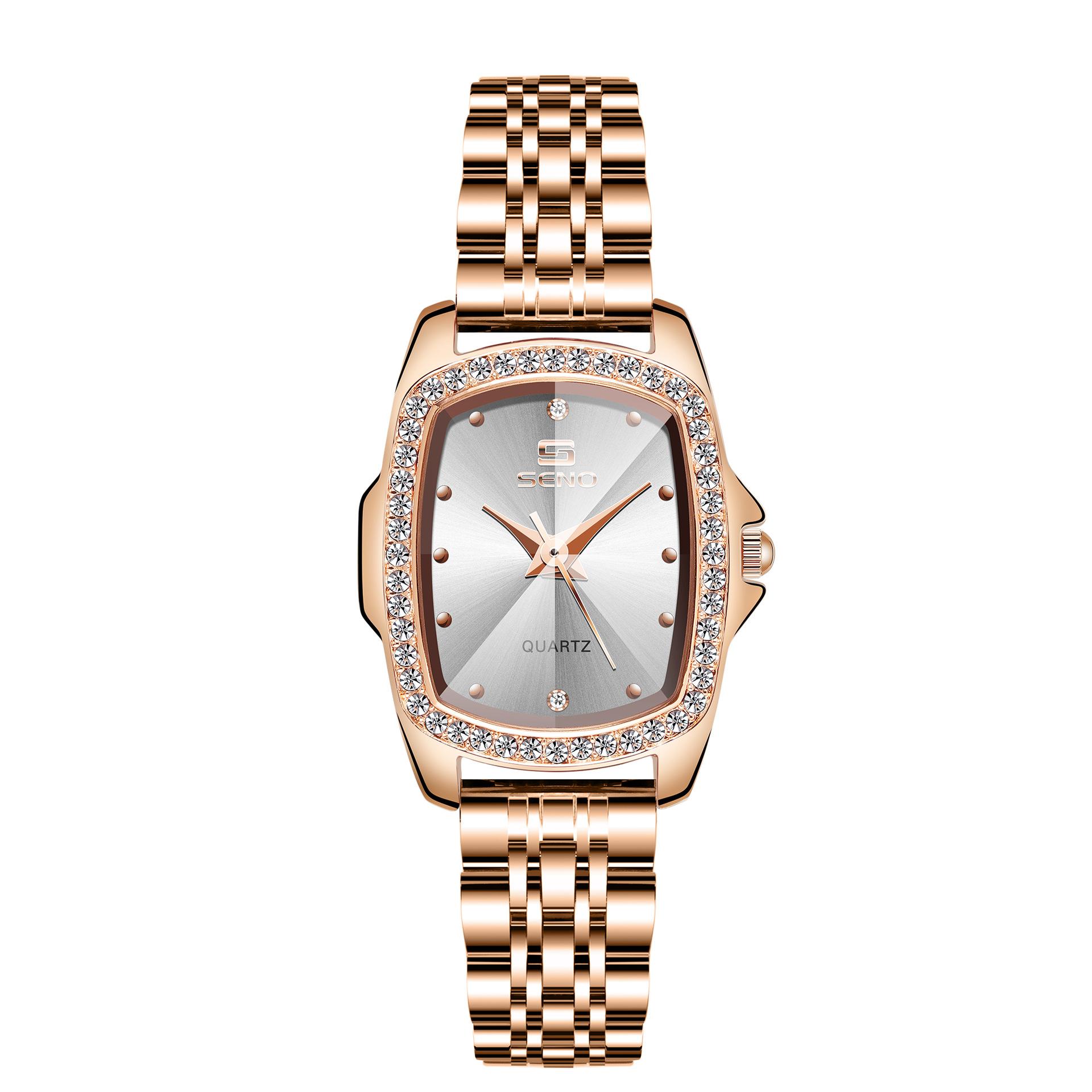 

SENO Винтажные женские часы с квадратным стальным ремешком, кварцевые женские часы белый