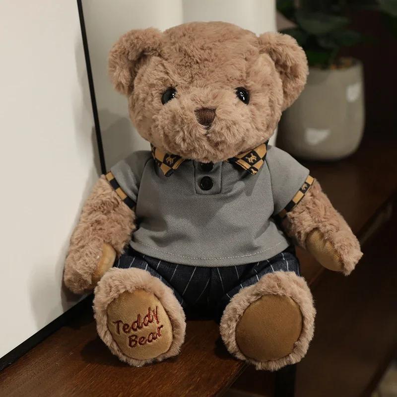 High Quality Soft Teddy Bear Plush Toys Tie Bear Doll T-shirt Paul Teddy Bear  Cute Pillow Animal Cushion Children Birthday Gift