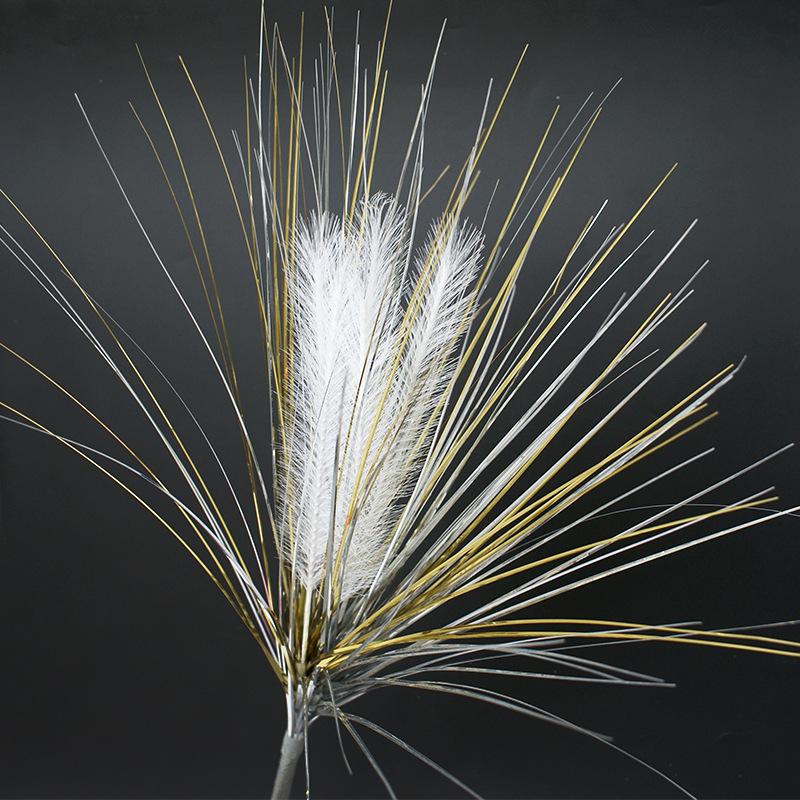 Simulated Gold Powder Christmas Branch Tower Pine Grass PVC False Grass Gold Powder Reed Tower Pine Grass Festival Decoration