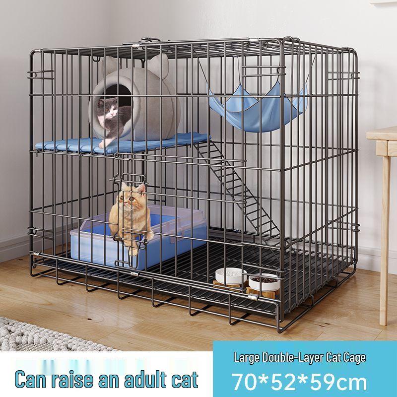 Cat Villa with Integrated Litter Box - Spacious, Secure Indoor Cage for Cats