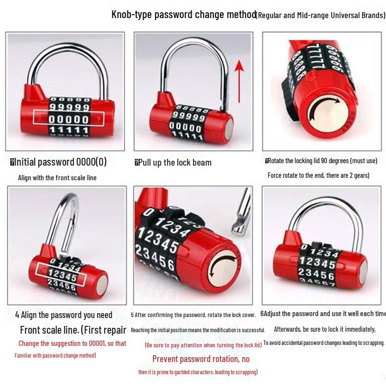 5-stellige mechanische U-förmige Zahlenschloss für Türen, Koffer, Schubladen und Fitnessstudios