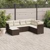 7 piece brown garden sofa set with cushions Poly Rattan