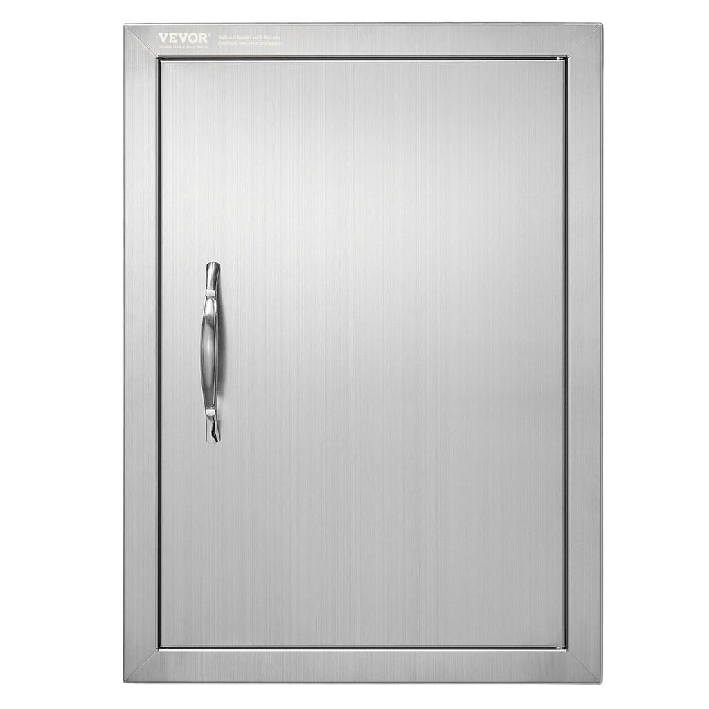BBQ Access Door, 407x559 Mm Single Outdoor Kitchen Door, Stainless Steel Flush Mount Door, Wall Vertical Door with Handle, for BBQ Island, Grilling