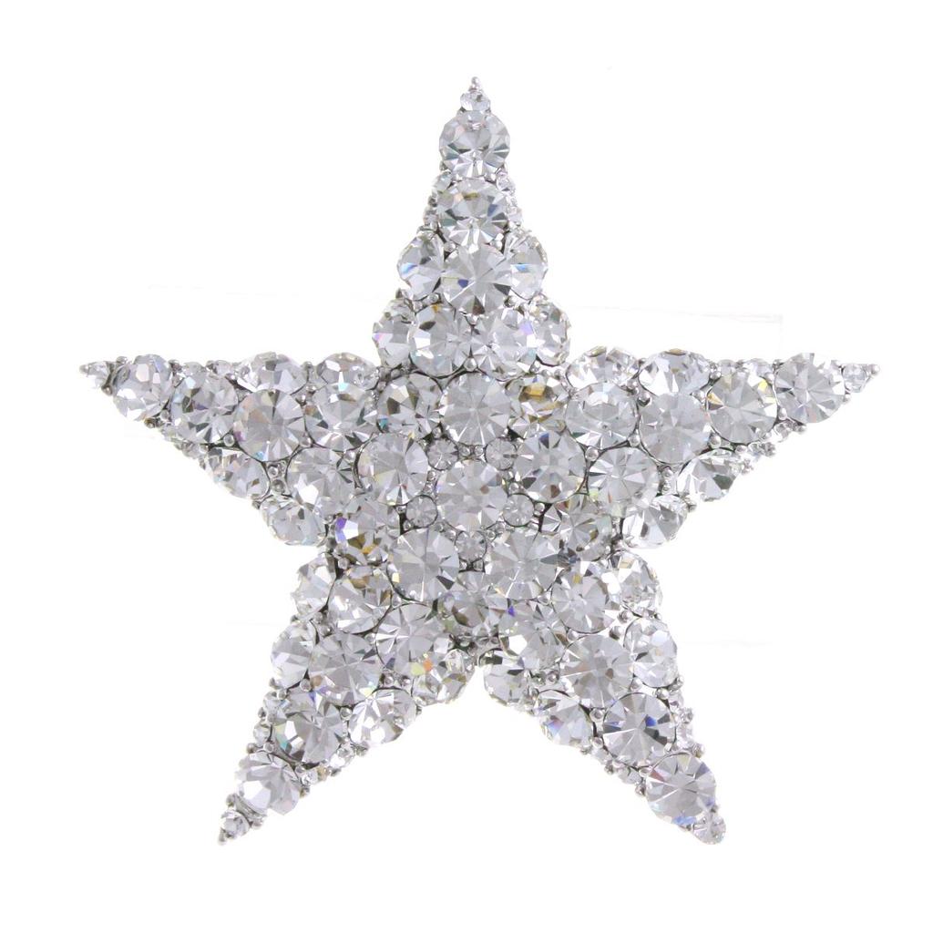 VINGTAINE Brooch Star Medium Size Star Crystal Black Diamond Jet BR-66 (Gray)