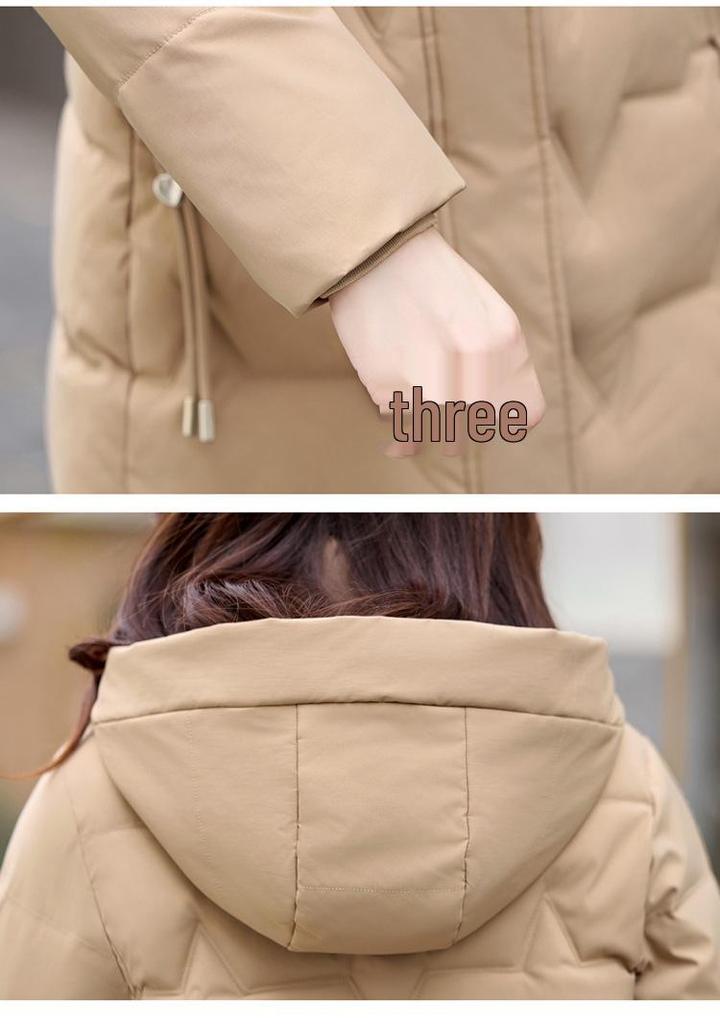 Women's Mid-Length Hooded Cotton Jacket, Slimming & Thickened, Korean Style, Winter 2026 Edition