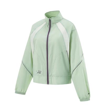Li Ning Série Fitness Color Block Zippé Col Montant Confortable Respirant Polyvalent Coupe-vent de Sport Vêtements d'extérieur pour Femmes AFDV270-5