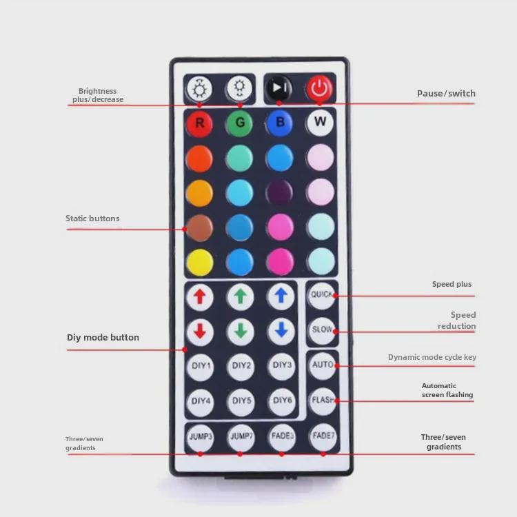 12V RGB LED Light Strip with Aluminum Shell, Infrared Dimmer, and 24/44-Key Remote Controller