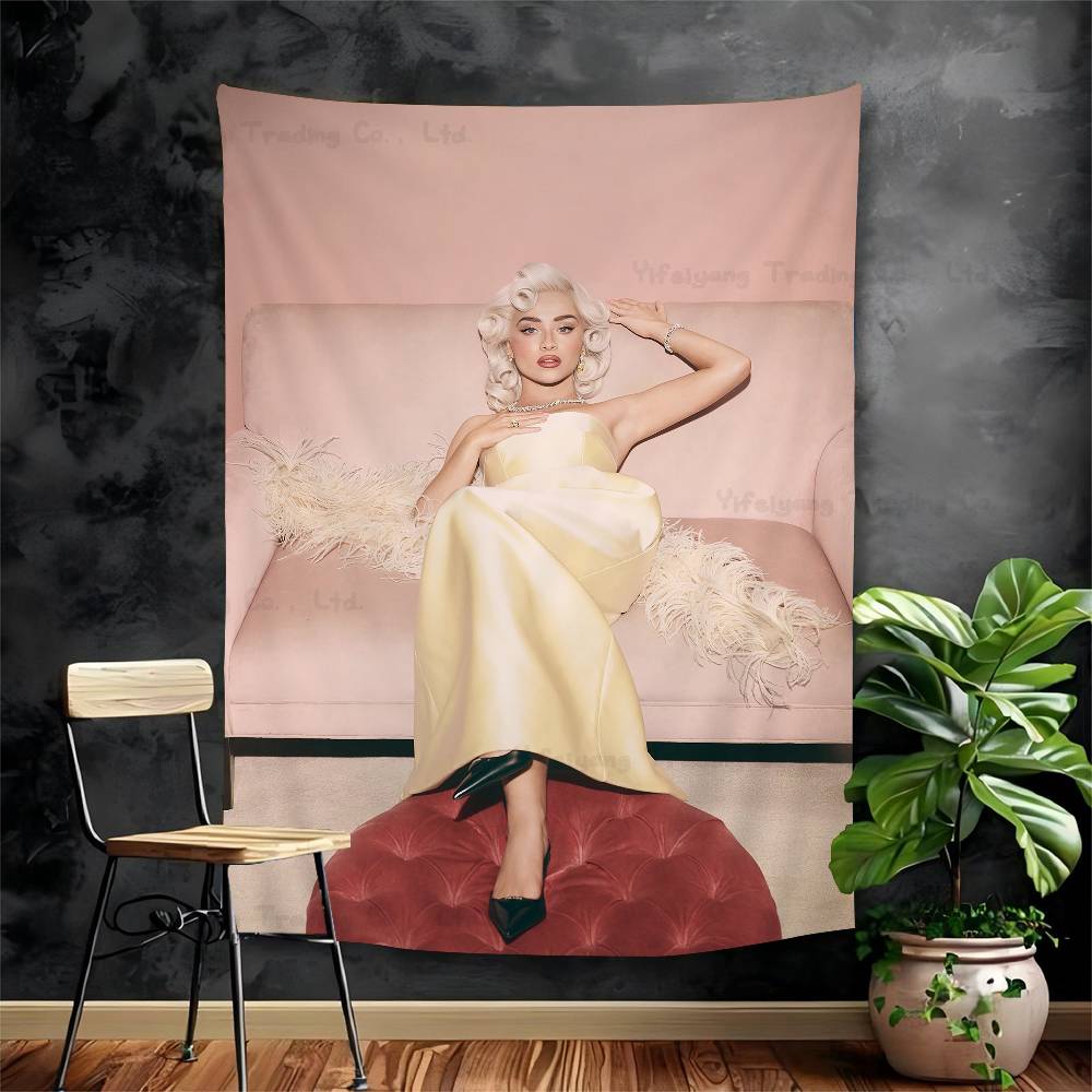 Modern Fashion Singer Sabrina DIY Wall Tapestry Hippie Flower Wall Carpets Dorm Decor Wall Art Decor