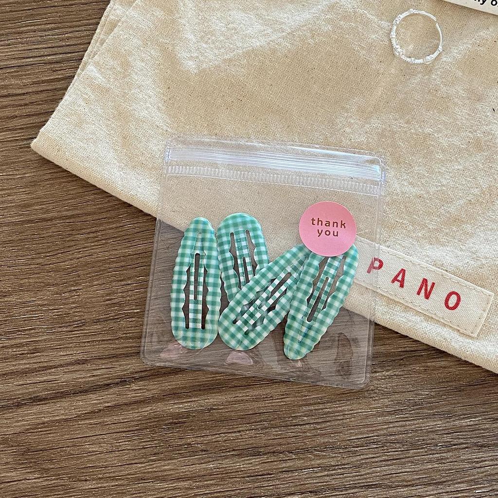 4Pcs/bag Sweet Cute Plaid Water Drops BB Clip College Style Young Students Women Girls Broken Hair Clip Fringe Bangs Hairpin