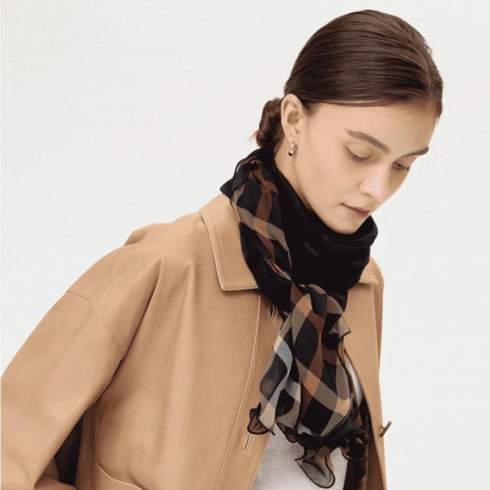 Daks Long Silk Scarf Black House Check Dcsc6f291bk Single option