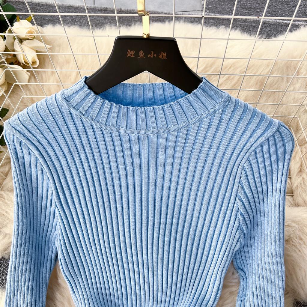 Abito aderente a maniche lunghe a maniche lunghe con scollo a O elegante elegante da donna Abito aderente in maglia aderente alla moda sexy con abiti elastici sottili
