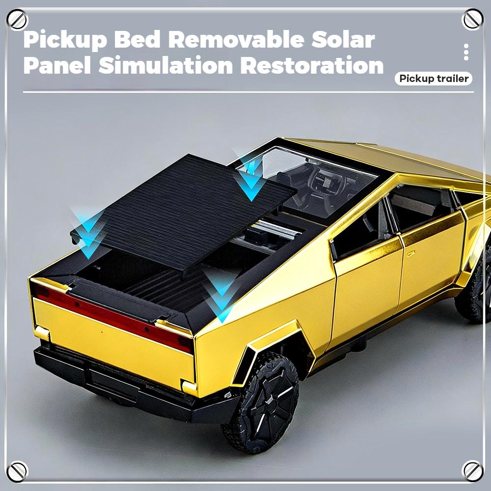 1/32 Goldener Tesla Cybertruck Geländewagen Pickup LKW Legierung Metall Druckguss Modellauto Perfektes Weihnachtsgeschenk Junge & Geeignet für Sammlerstücke