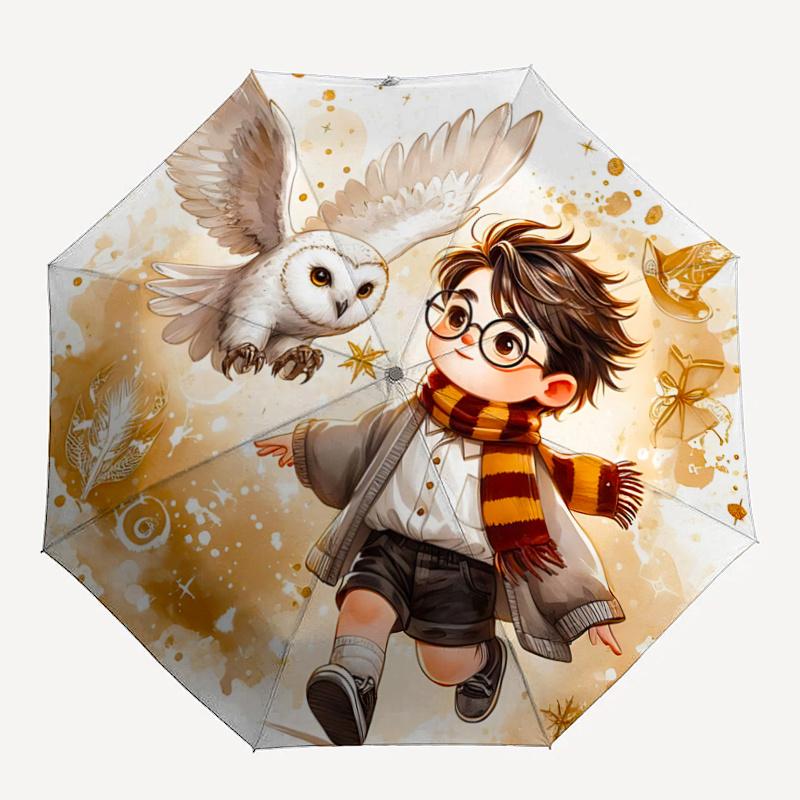 1pc Lively Harry Potter Cartoon Umbrella, Portable 3-Fold Compact Umbrella, Suitable for Camping, Hiking and Travel, Ideal Easter Birthday G