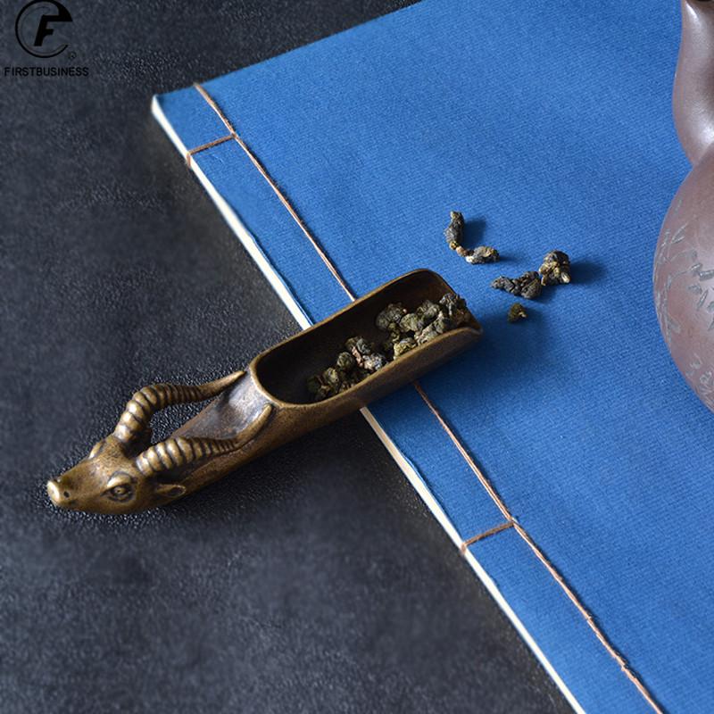 Tea Scoops Shovel Copper Wall Street Bull Coffee Black Tea Spoon Powder Teaspoon Teaware Chinese Tea Ceremony Accessories 1pcs