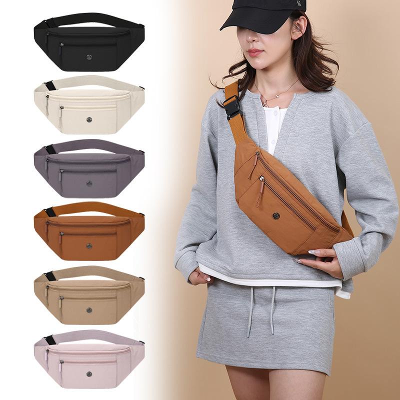 Solid Color Women's Chest Bag Nylon Lightweight Shoulder Crossbody Bag Outdoor Sports Cycling Mobile Phone Waist Bag