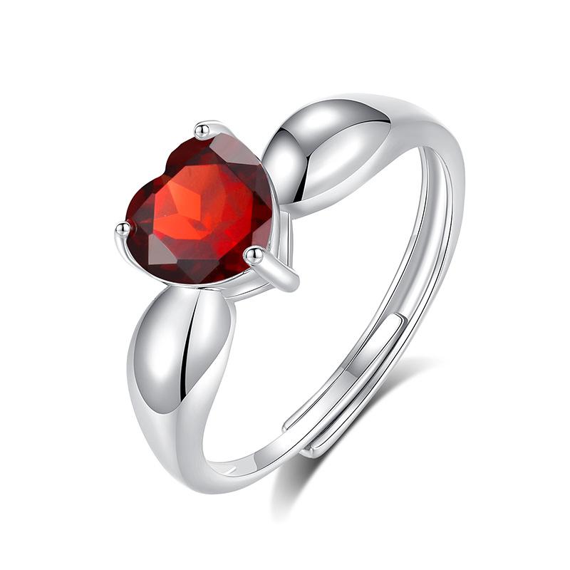 Natural Peridot Ring S925 Sterling Silver Inlaid Heart Crystal Stone 7mm Daily Women's Jewelry Gifts