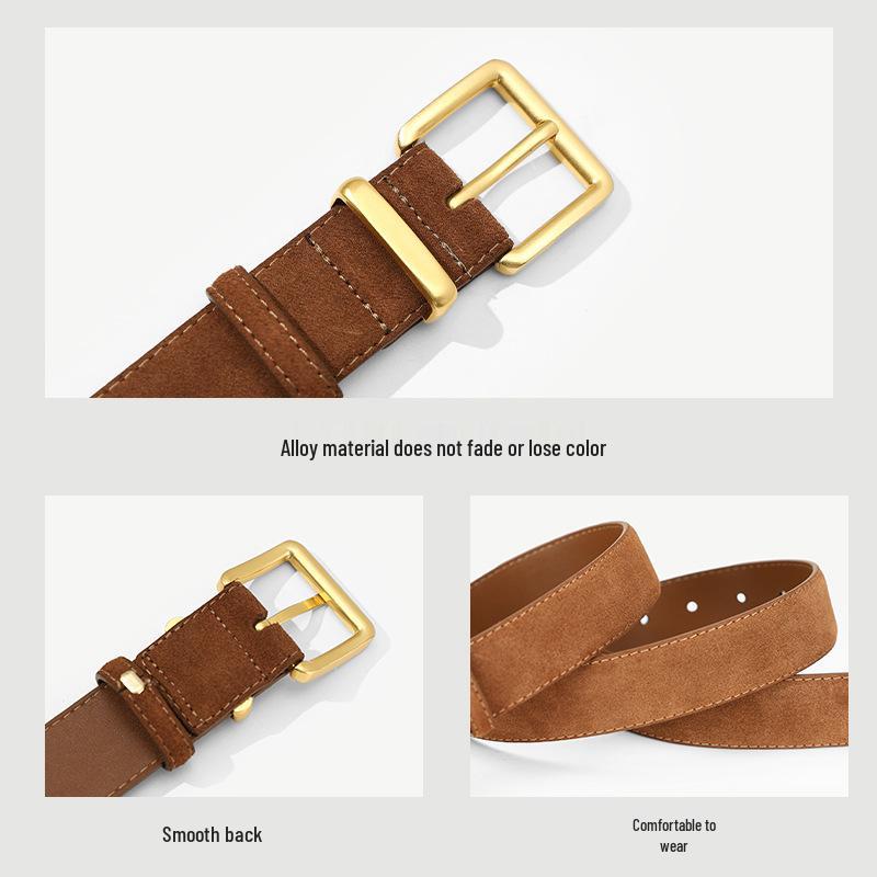 Women's Retro Suede Leather Belt - Versatile, Fashionable Cowhide Waistband