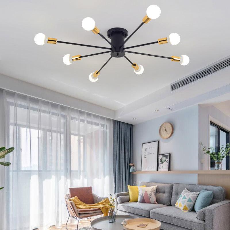 Dropshipping Gold Iron Chandelier Ceiling Lights Bedroom Ceiling Lamp Pendant Living Room Hanging Lighting Fixture Home Decor
