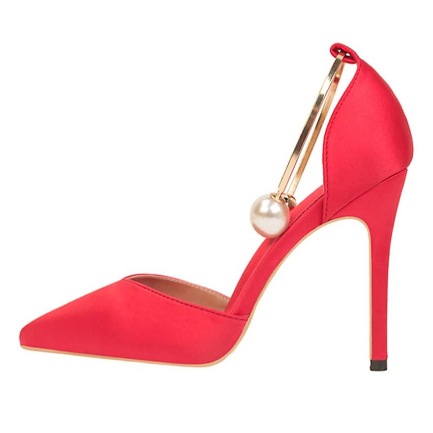 Dámské boty Lodičky na vysokém podpatku 2026Nové Elegantní dámské boty Perlová kovová přezka Vysoké podpatky Módní Měkké Hedvábné Špičaté Párty Sandály