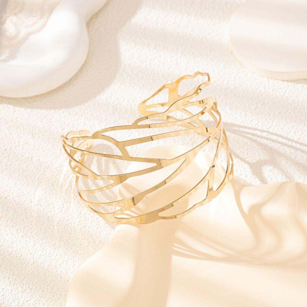 Glamorous Metal Tassel Arm Chain Multi Style Fashion Flower Bracelet Retro Adjustable Wide Open Bangle Hand Jewelry