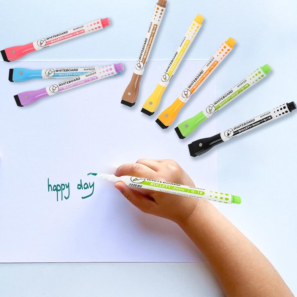 Magnetiska whiteboardmarkörer, 8 stycken färgglada finspetsmarkörer med sudd för hem- och skolmaterial 2 ml