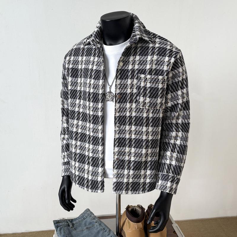 Herren S Locker Geschnittene Karierte Jacke Koreanischer Stil Mode Lässige Oberbekleidung
