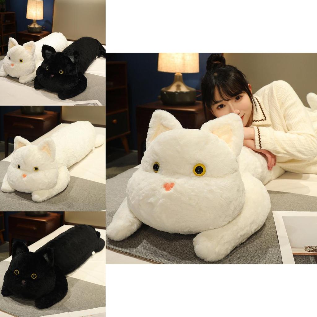 Black Cat Plush Pillow Long Body Cushion Soft Doll For Bed Snuggling And Kids Fun