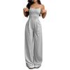 Women Sleeveless Wide Leg Jumpsuit with Square Neck and Adjustable Spaghetti Straps for Casual or Formal Wear