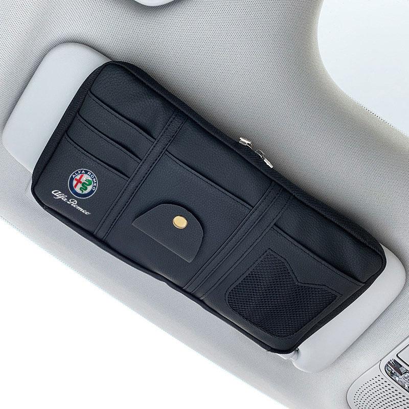 Car Sun Visor Storage Bag Glasses Clip Card Bill Holder For Alfa Romeo Giulia Stelvio Giulietta 159 147 156 166 Car Accessories Rfv233